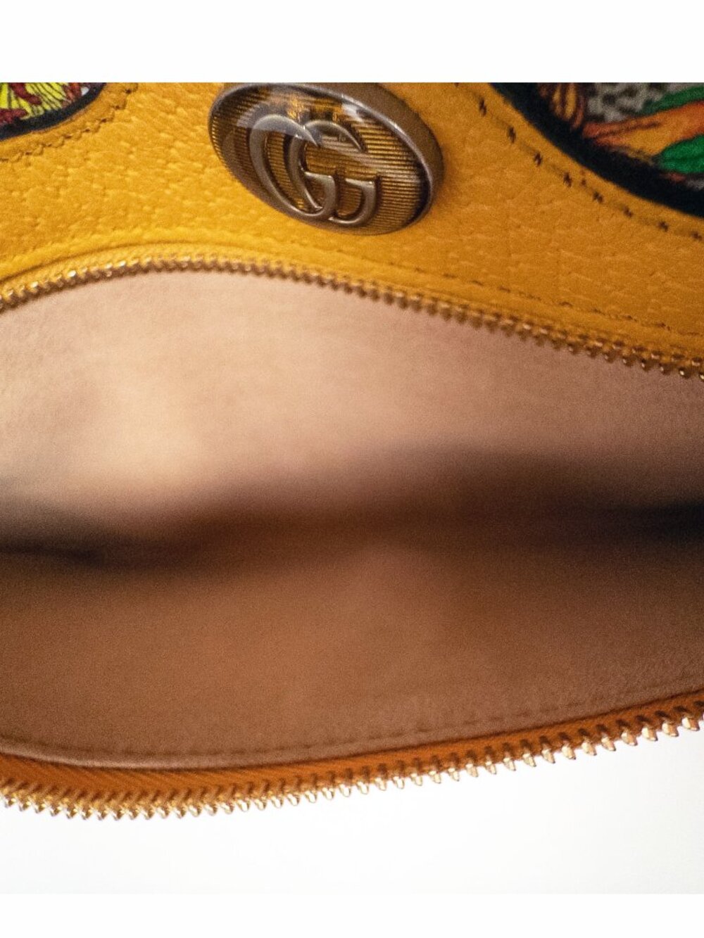 Gucci Ophidia GG Supreme Flora Yellow Medium Pouch Clutch Like New Hologram Box - Picture 9 of 13